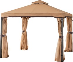 In Light Brown, Great Deal Furniture Sonoma | Outdoor Fabric/Steel Gazebo - £110.56 GBP