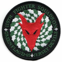 4&quot; AIR FORCE 119FS GREEN FLAG 21-03 JERSEY DEVILS ROUND EMBROIDERED JACK... - £31.34 GBP