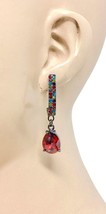 2&quot; Long Elegant Red Teardrop Multicolor Crystals Post Casual Chic Earrings - £10.63 GBP