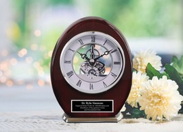 Engraved Archway Wood Table Accent Clock Custom Gift Desk Accent Home Office - £95.03 GBP