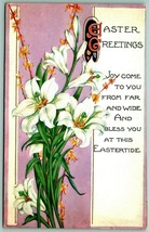 Easter Greetings Lilies Poem Embossed UNP Unused Whitney Made DB Postcard F8 - £9.29 GBP