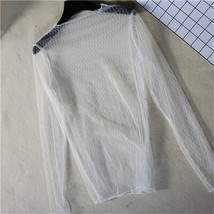 Autumn Winter Women  Blouses Shirt tops   Blouses See-through Transparent Long S - £28.59 GBP