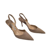 MANOLO BLAHNIK Beige Carolyn Slingbacks with 90mm Heel - Size 39.5 - $249.99