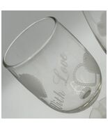 STEMMED WINE GLASSES &quot;With Love&quot; (2 pcs) His &amp; Hers Toasting Glass Goble... - $23.09