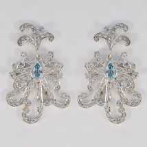 fair Blue Topaz 925 Sterling Silver Blue Earring gemstone CA gift - £45.99 GBP