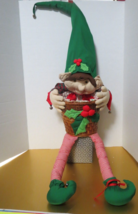 Vintage Handmade Elf Shaped Christmas Basket Planter For Shelf 8.5&quot; Diam... - £15.58 GBP