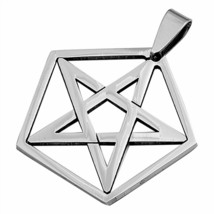 Wicca Pentacle Necklace Stainless Steel Pagan Star Pendant Mens Womens J... - £11.98 GBP