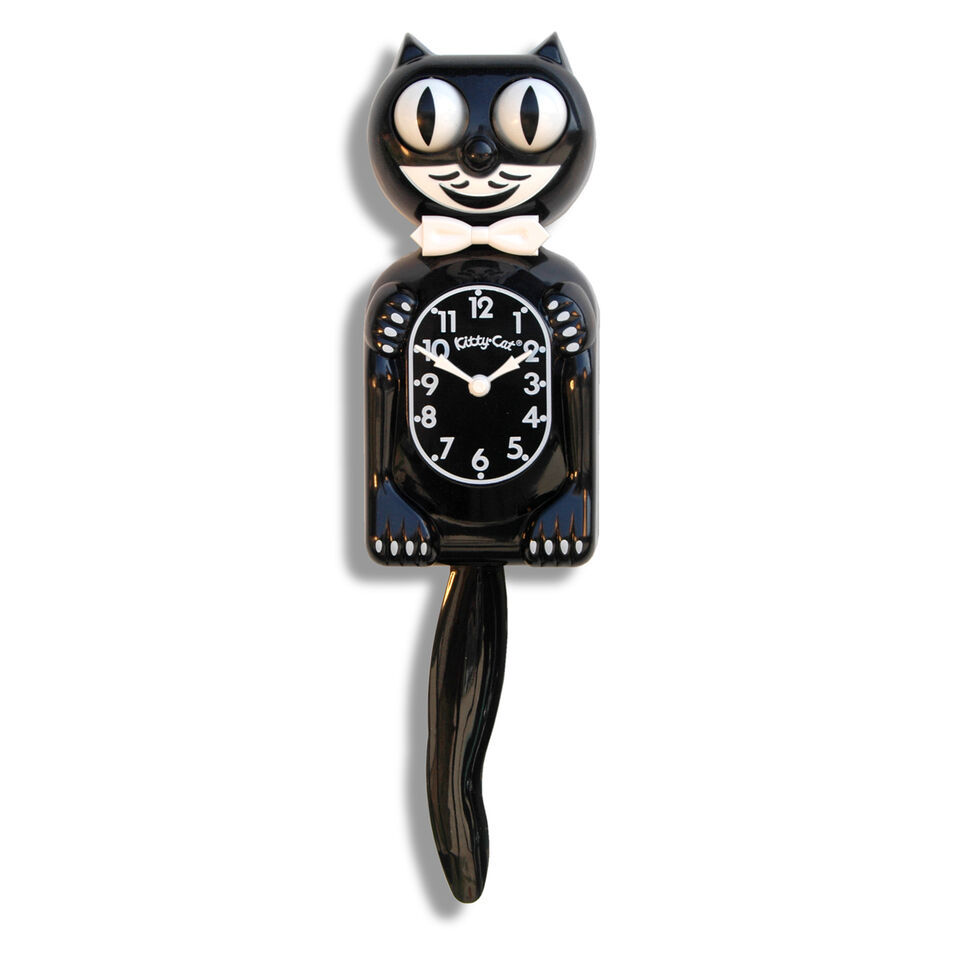 BLACK KITTY-CAT KIT-CAT MOVING CLOCK KAT KLOCK FREE US SHIPPING - $54.99