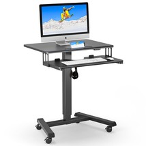 Mobile Standing Desk With Keyboard Tray, Mobile Podium, Computer Workstation Up  - £188.60 GBP