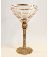 Gorgeous Embellished Clear Rhinestones Stem on Shiny Gold 8-3/4&quot; Martini... - $36.66 CAD