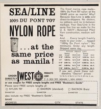 1962 Print Ad Sea/Line 100% Du Pont 707 Nylon Rope US Navy Newark,New Jersey - £9.94 GBP