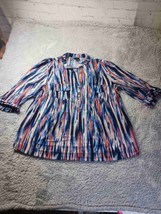 JTB Woman Pink Blue Patterned Button 3/4 Tab Sleeve Tunic Blouse Top 1X ... - $16.83