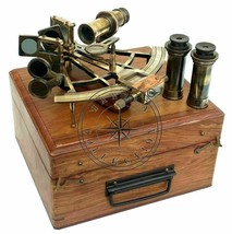 Henry barrow antique brass ship astrolabe nautical 8&quot; sextant with 2 telescope - £120.81 GBP