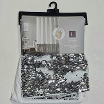 Lush Decor Mermaid Flippy Sequins Modern Shower Curtain 72x72in Silver White - £21.06 GBP