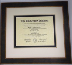 Graduation Diploma University Certificate 8 1/2 x 11 Matted Frame - £34.32 GBP