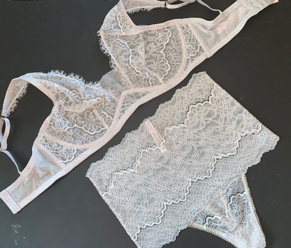 Victoria&#39;s Secret unlined 34DDD,36C,36DD BRA SET M high-waist thong gray... - $59.39