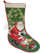 Sferra Santa Wool Needlepoint Christmas Stocking Handmade New - €116,63 EUR