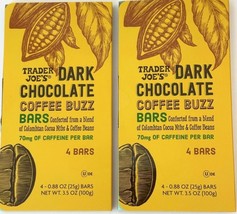 2- Pack TRADER JOE&#39;S DARK CHOCOLATE COFFEE BUZZ 2 PACKS Each Has 4 Bars - $368.58 MXN