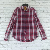 Stapleford Mens Button Down Shirt Small Red Blue Plaid Flannel Long Sleeve - $15.99