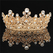 Royal Queen Round Diadem Rhinestone Wedding Crown Bridal Crown Hair Jewelry Page - £21.97 GBP
