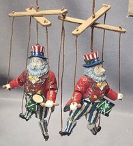 Vintage Marionette Puppet Christmas Ornaments Patriotic Uncle Sam / Santa Claus - £18.99 GBP