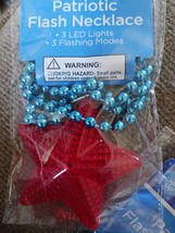 6 Light up Flashing Blue Star Red Beads Necklace Patriotic 4th of July P... - £6.31 GBP