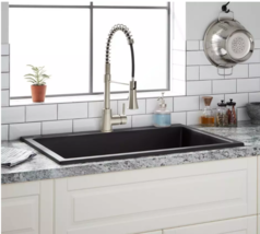 New Black 33&quot; Algren Drop-In Granite Composite Sink by Signature Hardware - $299.95