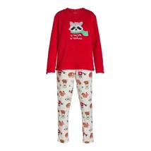Holiday Time Women&#39;s Raccoon Holiday Plush Pajama Set - Size Large (12/14) - $14.99