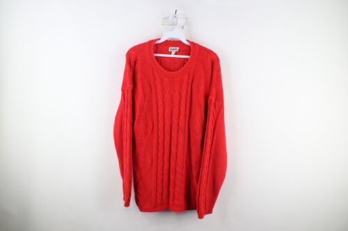 Vtg 90s Streetwear Womens Large Distressed Blank Chunky Cable Knit Sweat... - $34.60