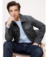 Lambskin Handmade Stylish Men&#39;s Jacket Suede Pure Gray Genuine Biker Sof... - $184.64 CAD+
