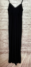 Jun &amp; Ivy Francesca&#39;s Sleeveless Jumpsuit Wide Leg Black Crinkle Rayon S... - £35.83 GBP