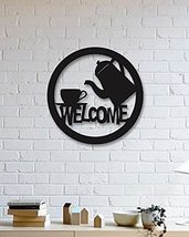 LaModaHome Welcome - Welcome Table Designed Decorative Metal Wall Decor Black Wa - £104.26 GBP