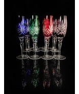 ajka caroline crystal colored champagne flutes 9&quot; Tall set of 12 glasses - £1,190.72 GBP