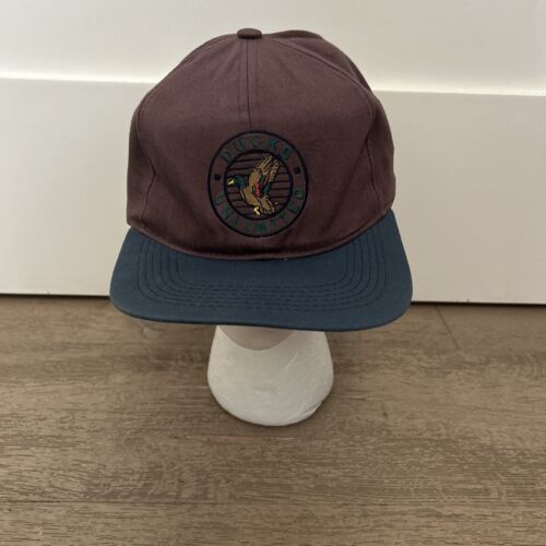 Ducks Unlimited Baseball Cap Hat Elastic Enclosure Pony Tail Brown &amp; Nav... - $12.00