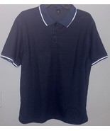 Shein Men&#39;s Manfinity  Striped Trim Polo Blue Large - $261.61 MXN