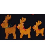 Rudolph Reindeer Wood Figurine LOT Family Set of 3 Bell Collars tallest ... - £14.86 GBP