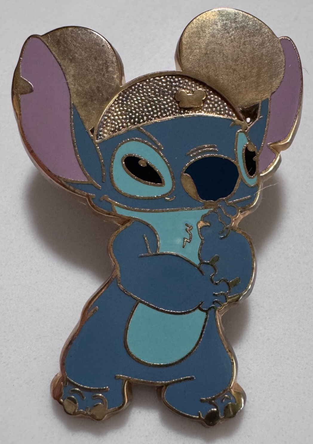 Disney 2006 Lilo Stitch Wearing Mickey Mouse Ears Gold Hat Pin - $13.85