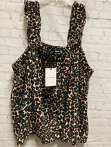 Who What Wear Plus Ruffle Tank Top Heather Black Cream Leopard Print 3X New - £10.27 GBP