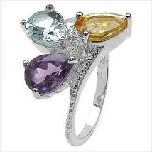  White Gold Rhodium Over Solid Sterling Silver 0.9 CTW Amethyst 0.9 CTW Citrine  - £150.25 GBP
