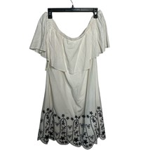 Old Navy White Off Shoulder Dress Embroidered Ruffle Casual Summer - $21.82 CAD