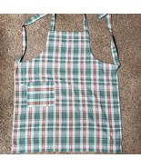 Vintage Kitchen Cooking Apron Full Plus Pocket Plaid Green Red Black White - $204.20 MXN