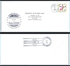 1984 US First Flight Cover - American Air, Bakersfield, CA to Burbank, C... - £2.32 GBP