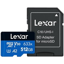 Lexar High-Performance 633x 512GB microSDXC UHS-I Card w/ SD Adapter, Up To 100M - £89.26 GBP