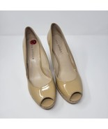 Via Spiga Platform Pump Cork Wedge Peep Toe Nude Patent Leather Pump Sz ... - $56.86 CAD