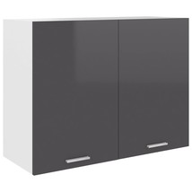 Hanging Cabinet High Gloss Grey 80x31x60 cm Engineered Wood - £48.06 GBP