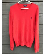 POLO Ralph Lauren Pima Cotton V-Neck Men Sweater Large Red Classic Soft ... - £18.00 GBP