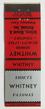 Whitney Shirts - Grieve, Bisset &amp; Holland, Inc. - Waterbury, CT Matchbook Cover - £1.58 GBP