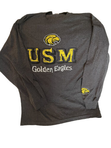 Primary image for Southern Miss USM Golden Eagles Mens T-shirt Sz Large Long Sleeve Gray/Yellow