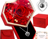 Mother&#39;s Day Gifts for Mom Her Wife, Preserved Real Red Rose with I Love... - £28.58 GBP