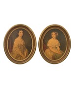 Antique Pair Jenny Lind And Southern Belle Lithograph Prints Oval Frames... - £59.97 GBP